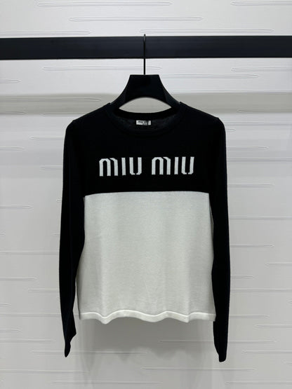 24FW NEW MM color block knitted long-sleeved top