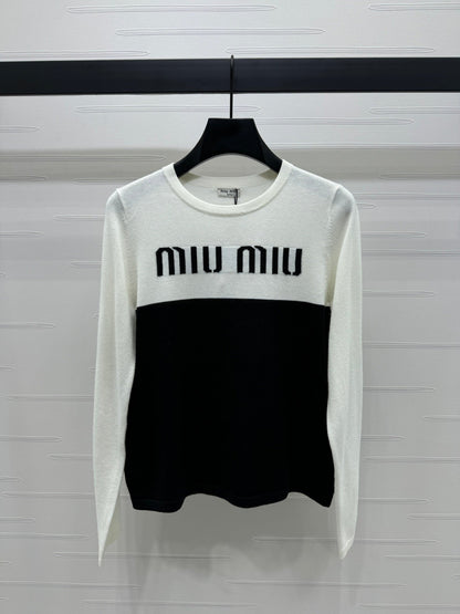 24FW NEW MM color block knitted long-sleeved top