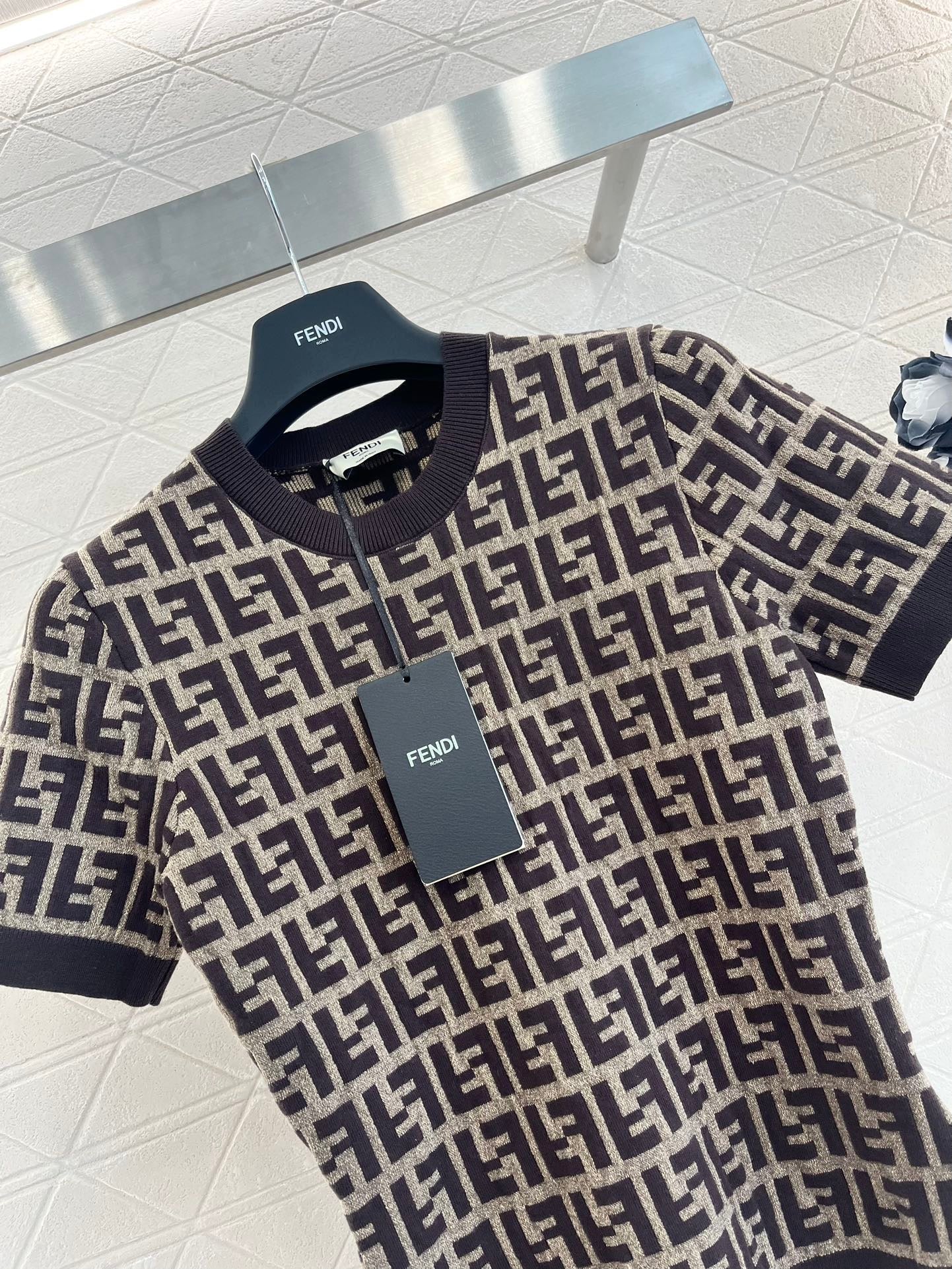 24FW NEW FF jacquard knitted short sleeves