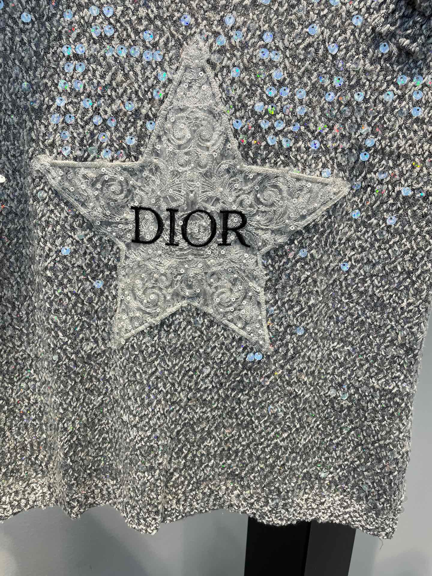 24FW NEW CD Five-pointed star sequined knitted short sleeves