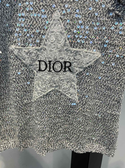 24FW NEW CD Five-pointed star sequined knitted short sleeves