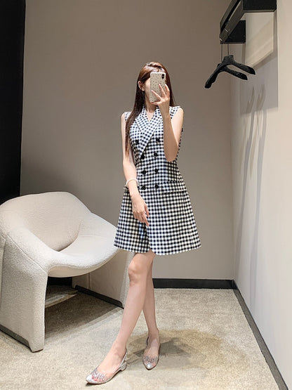 24FW NEW MSC lapel houndstooth dress