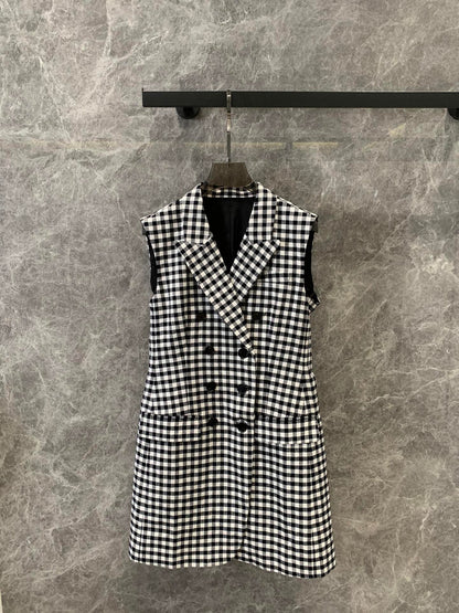 24FW NEW MSC lapel houndstooth dress