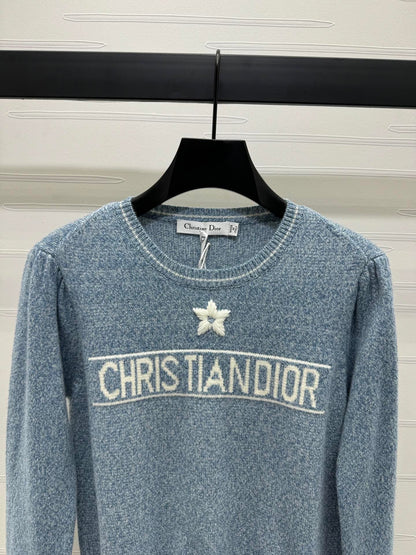 24FW NEW CD embroidered star knitted long sleeves