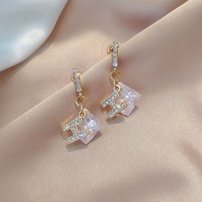 Women's Fashion Letter Rhinestone Earrings