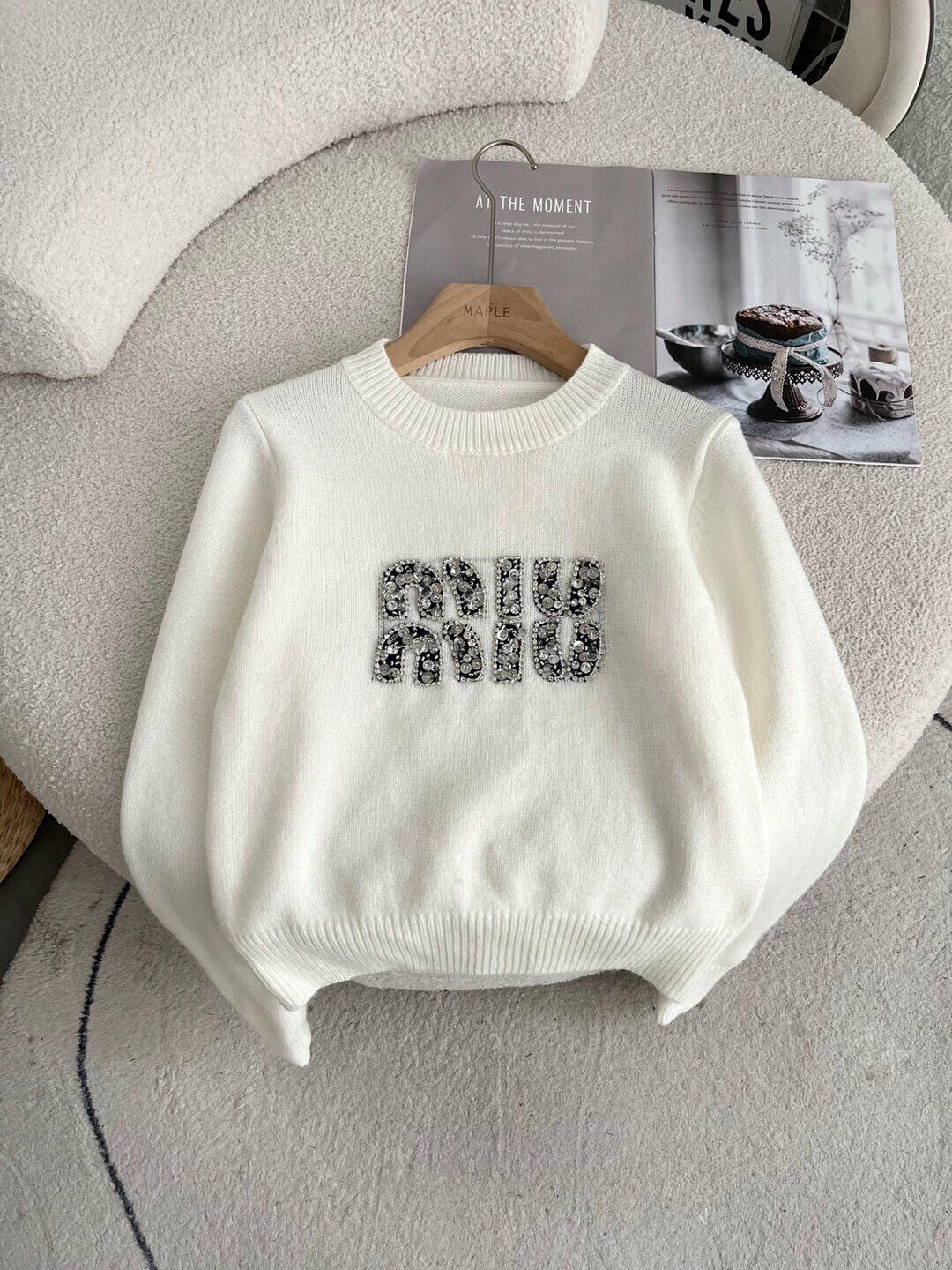 MM new hot diamond letter logo knitted long sleeve