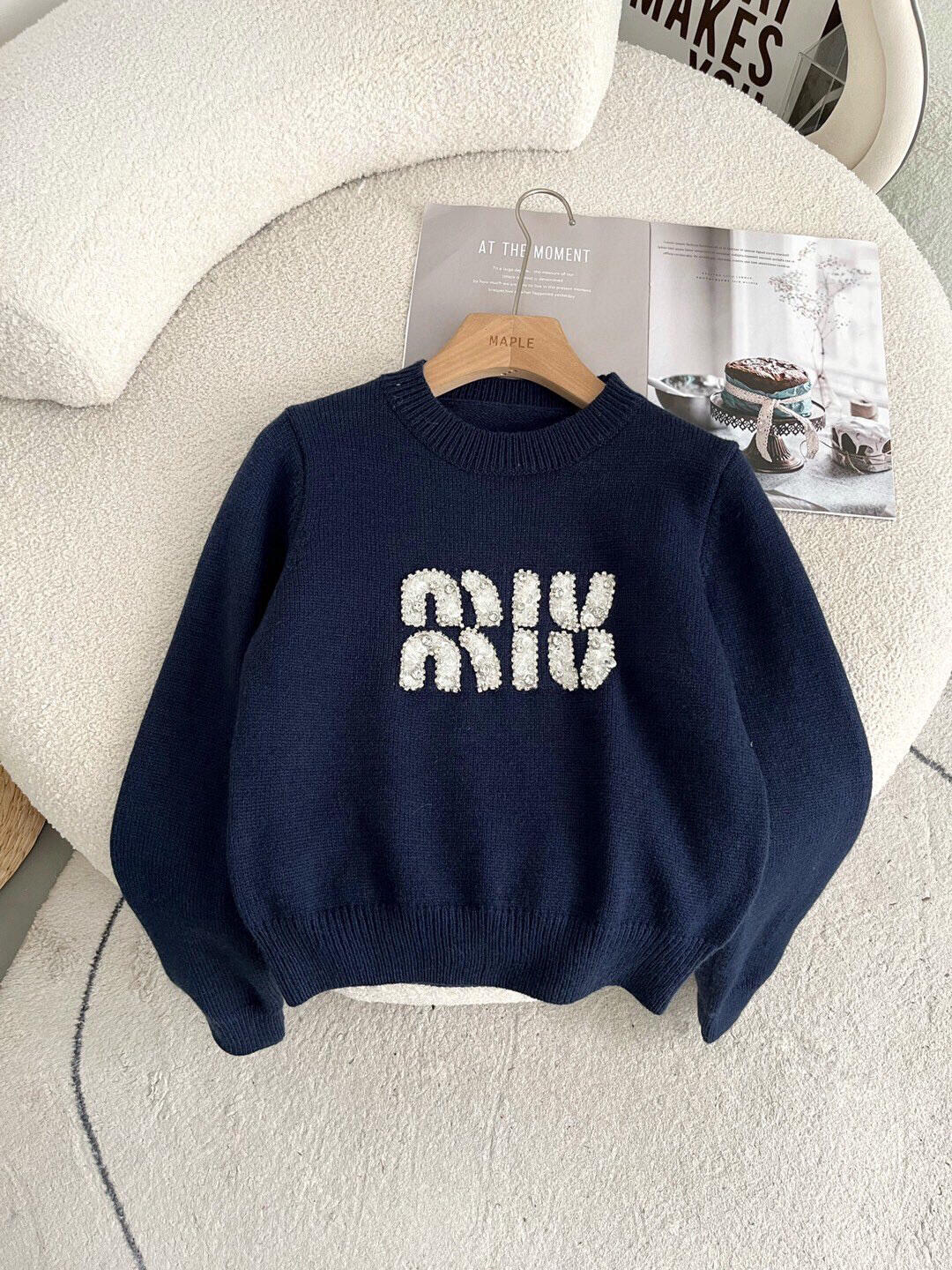 MM new hot diamond letter logo knitted long sleeve