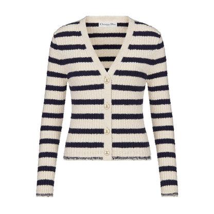 Striped knitted cardigan and vest set