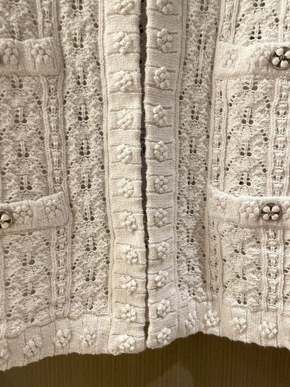 Luxury white floral cardigan