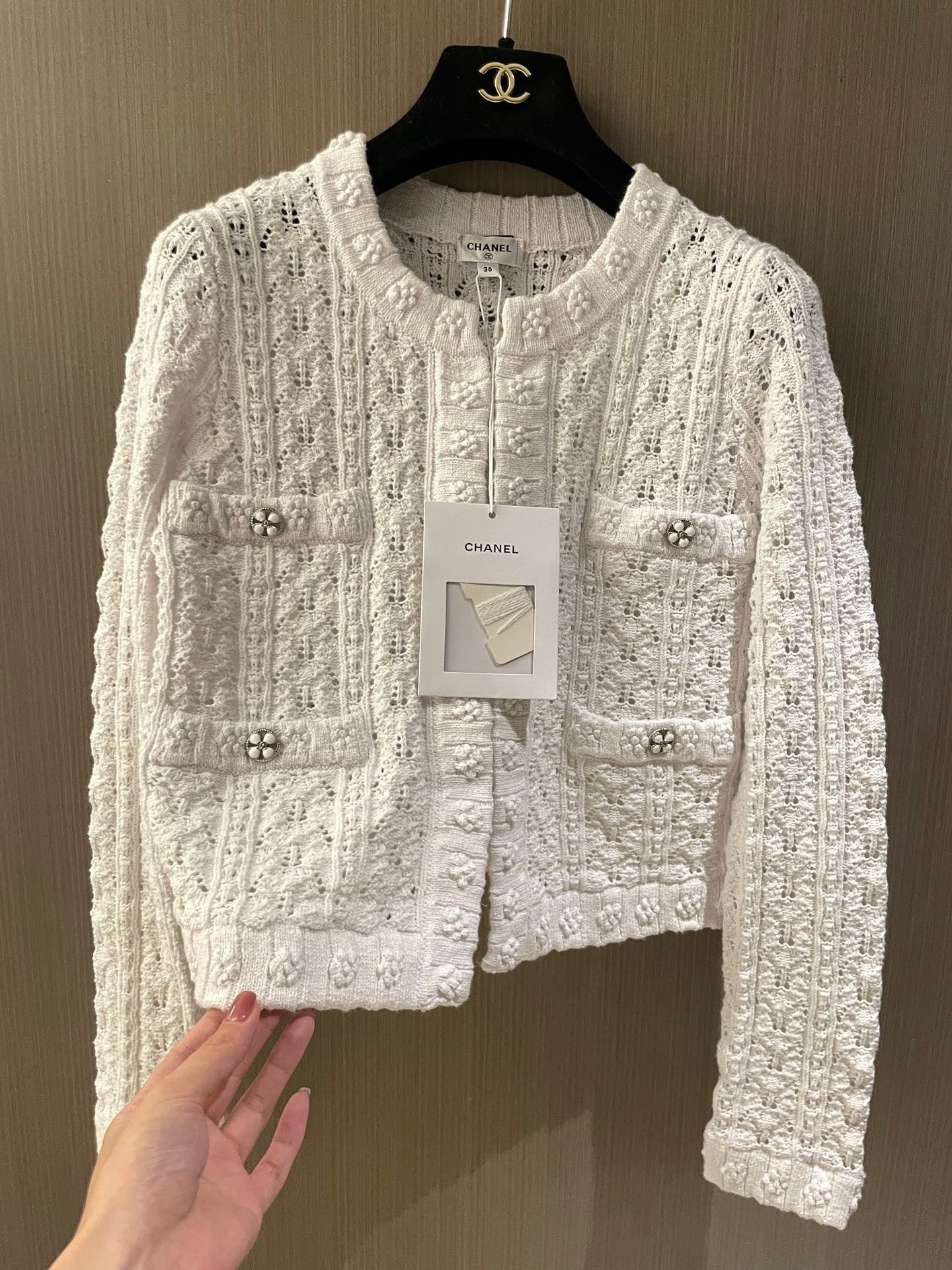 Luxury white floral cardigan