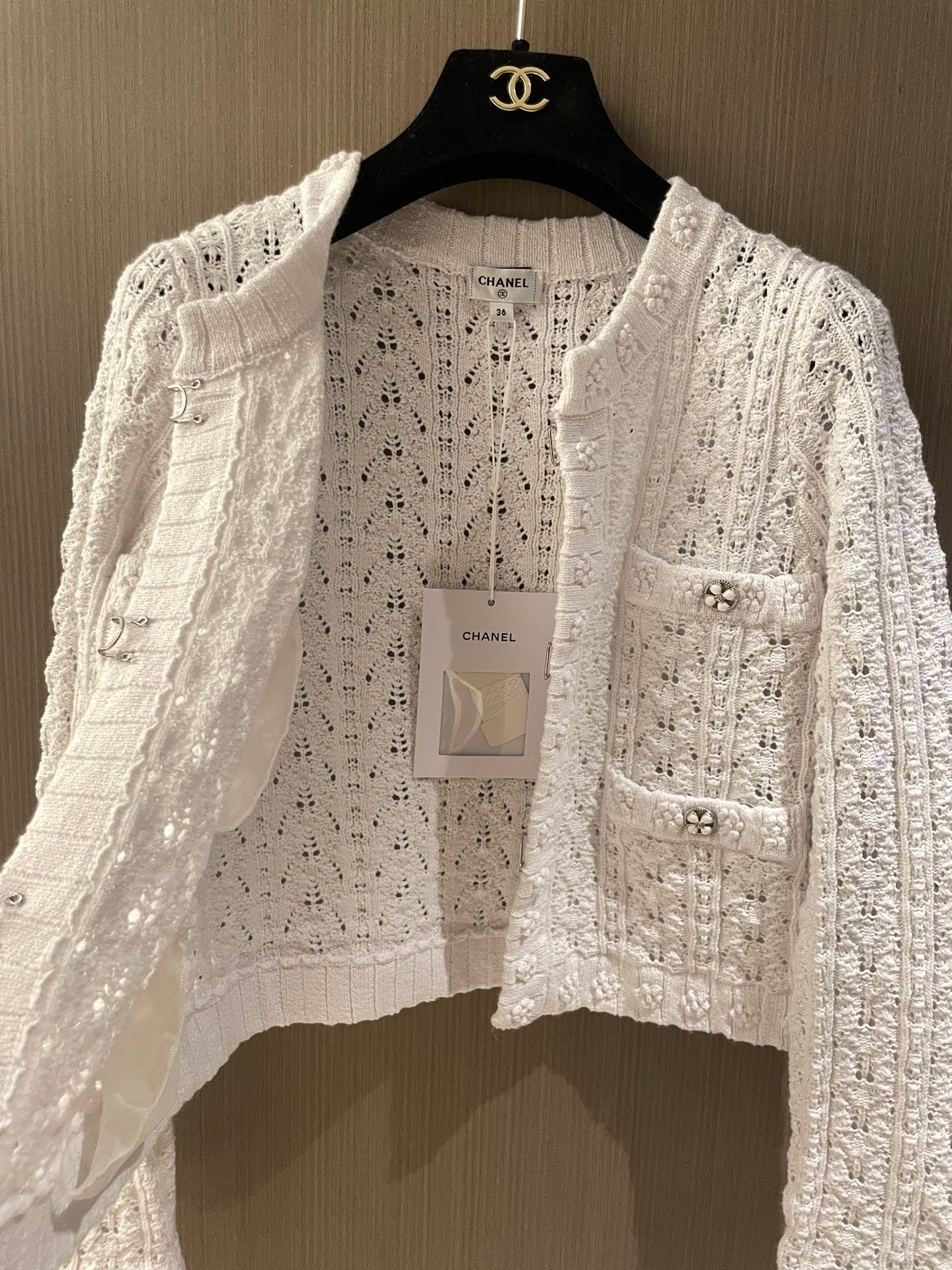 Luxury white floral cardigan