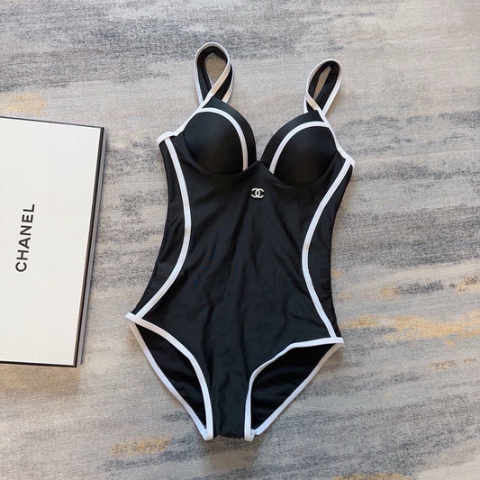 Super slim fit small logo one piece swimsuit