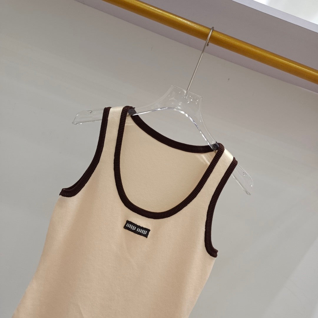 Micro Logo Contrast Trim Knit Camisole