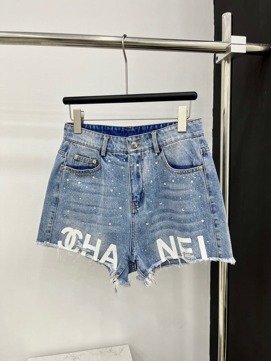 New hot-selling printed denim shorts