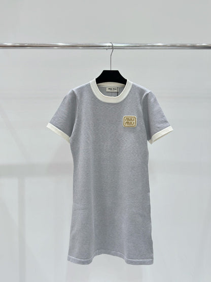 MM Logo Color Block Short Sleeve Dress