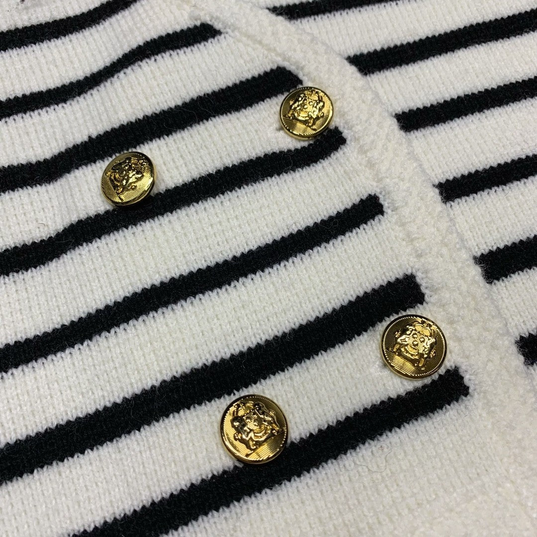 Sailor Stripe Button Wool Cardigan