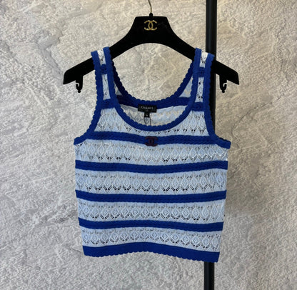 Rainbow knitted 4-color vest top