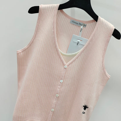 Skin-friendly linen mulberry silk U+V collar fake two-piece set fashionable vest