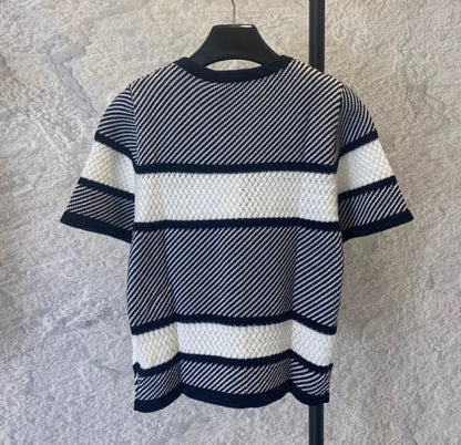 Xiaoxiangfeng knitted striped short sleeves