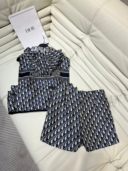 Logo print vest and shorts set