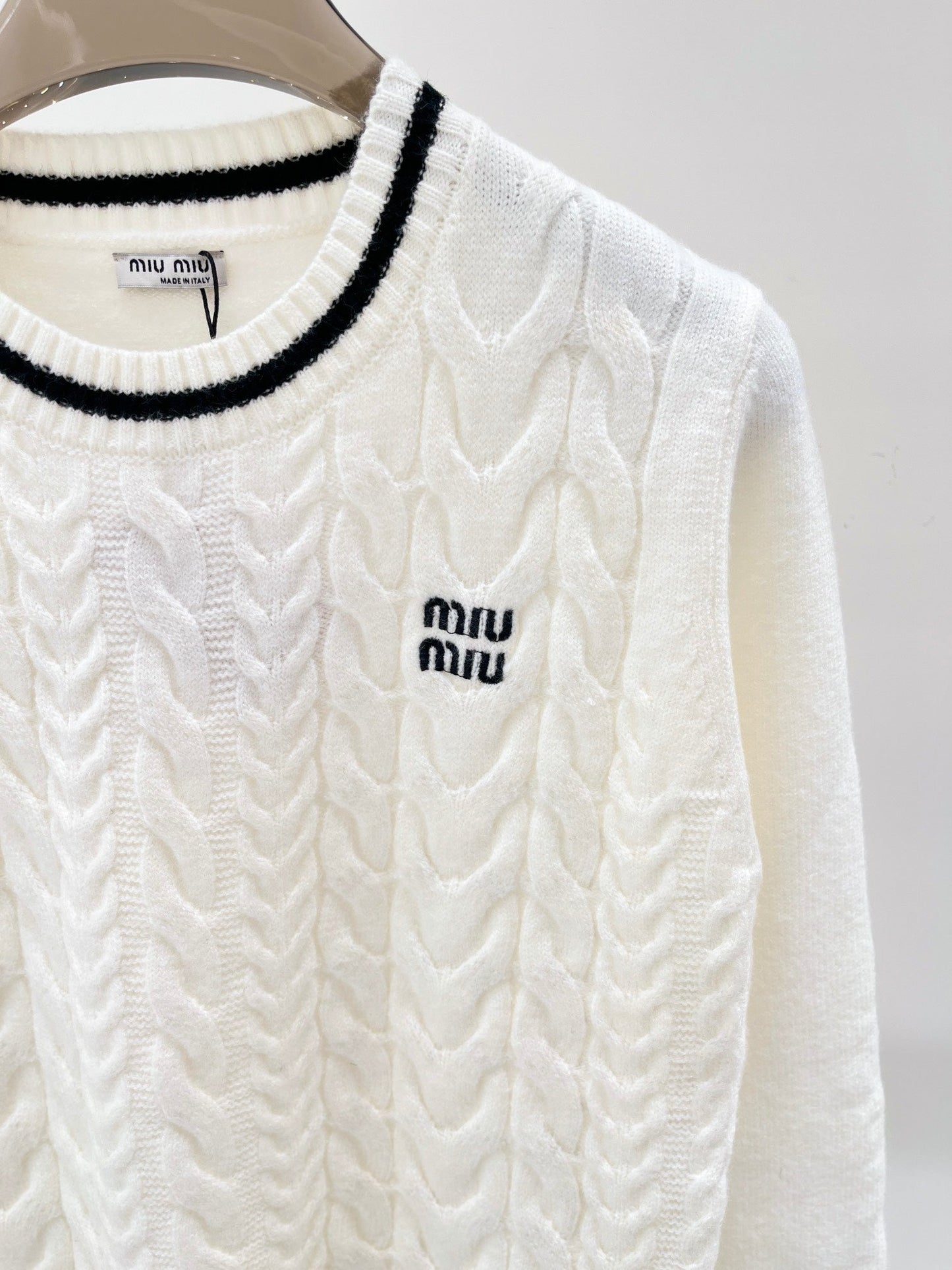 MM new color matching letter jacquard knitted long sleeve