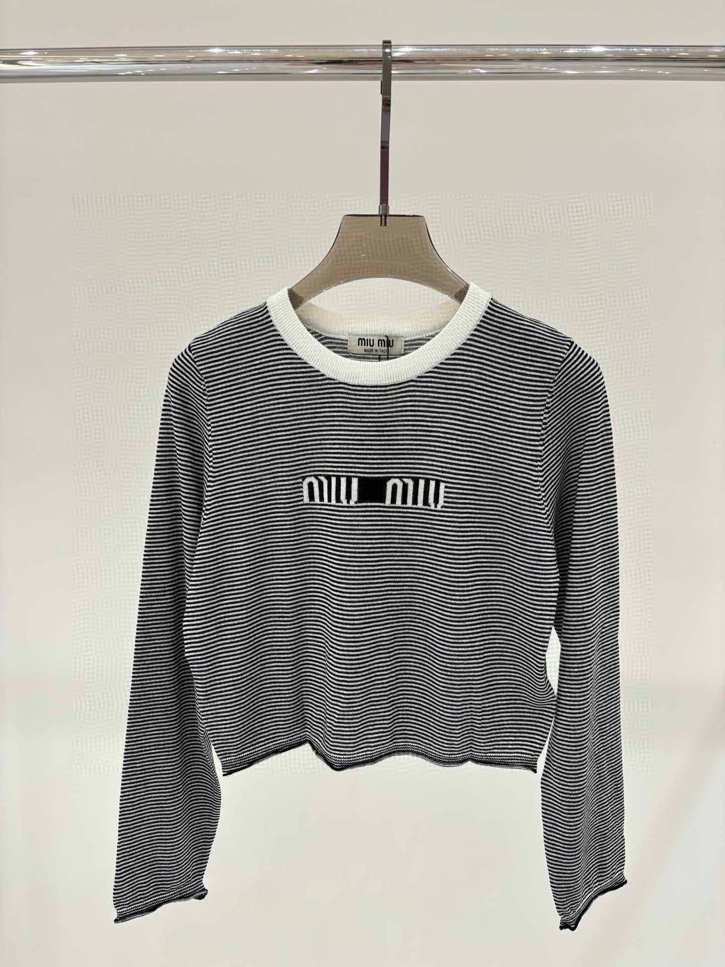 MM new striped color letter pattern knitted long sleeve