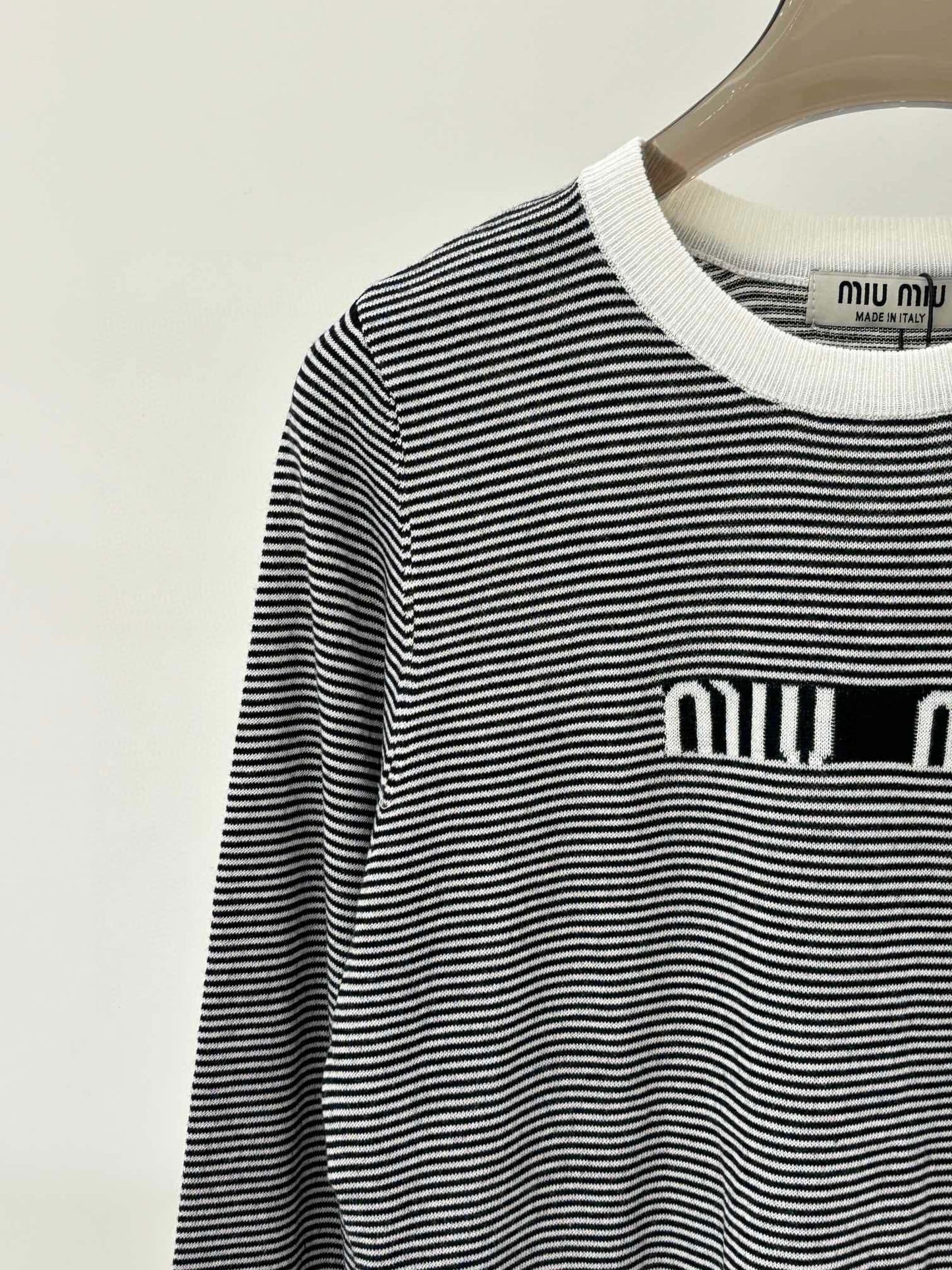 MM new striped color letter pattern knitted long sleeve