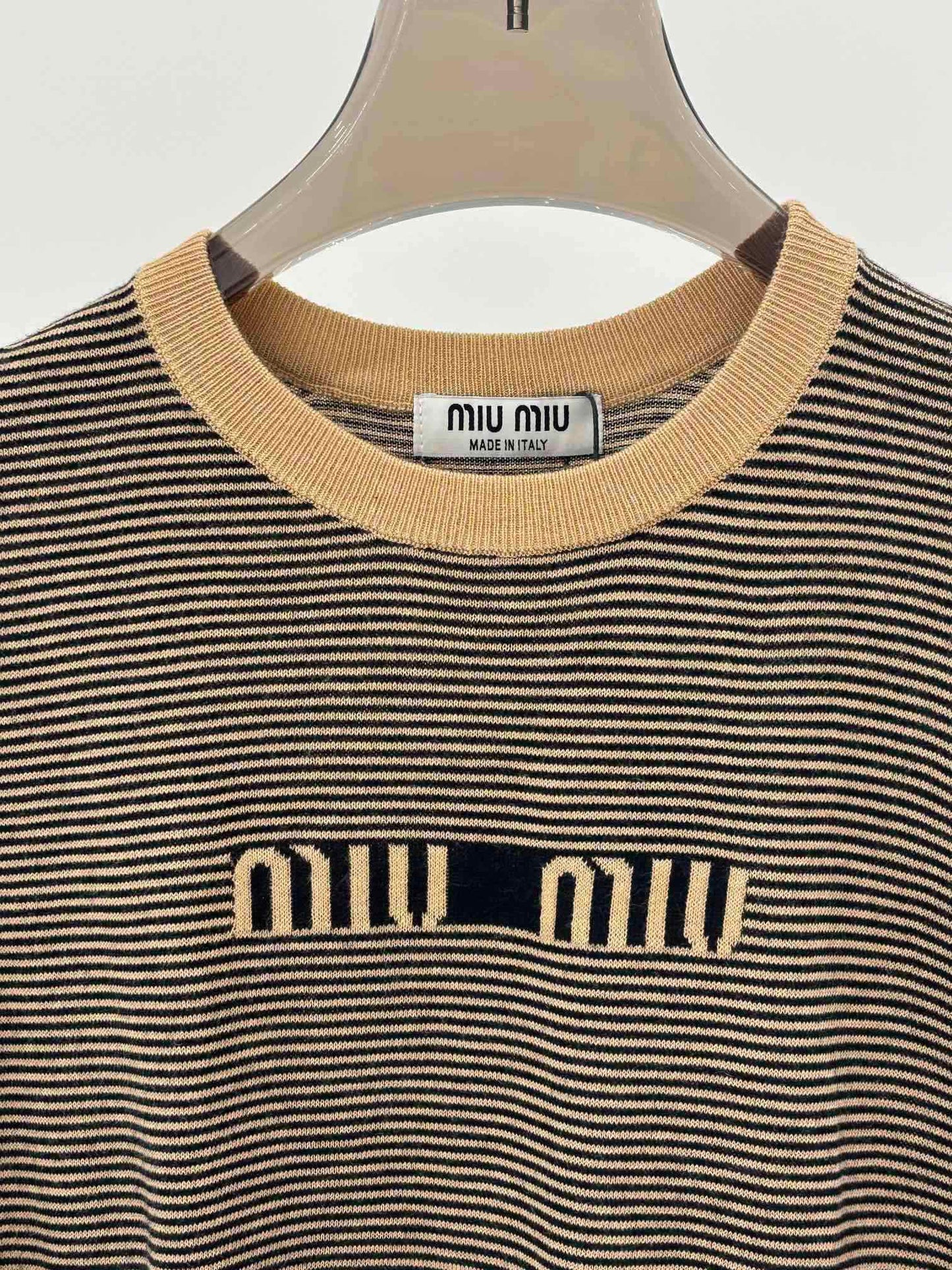 MM new striped color letter pattern knitted long sleeve