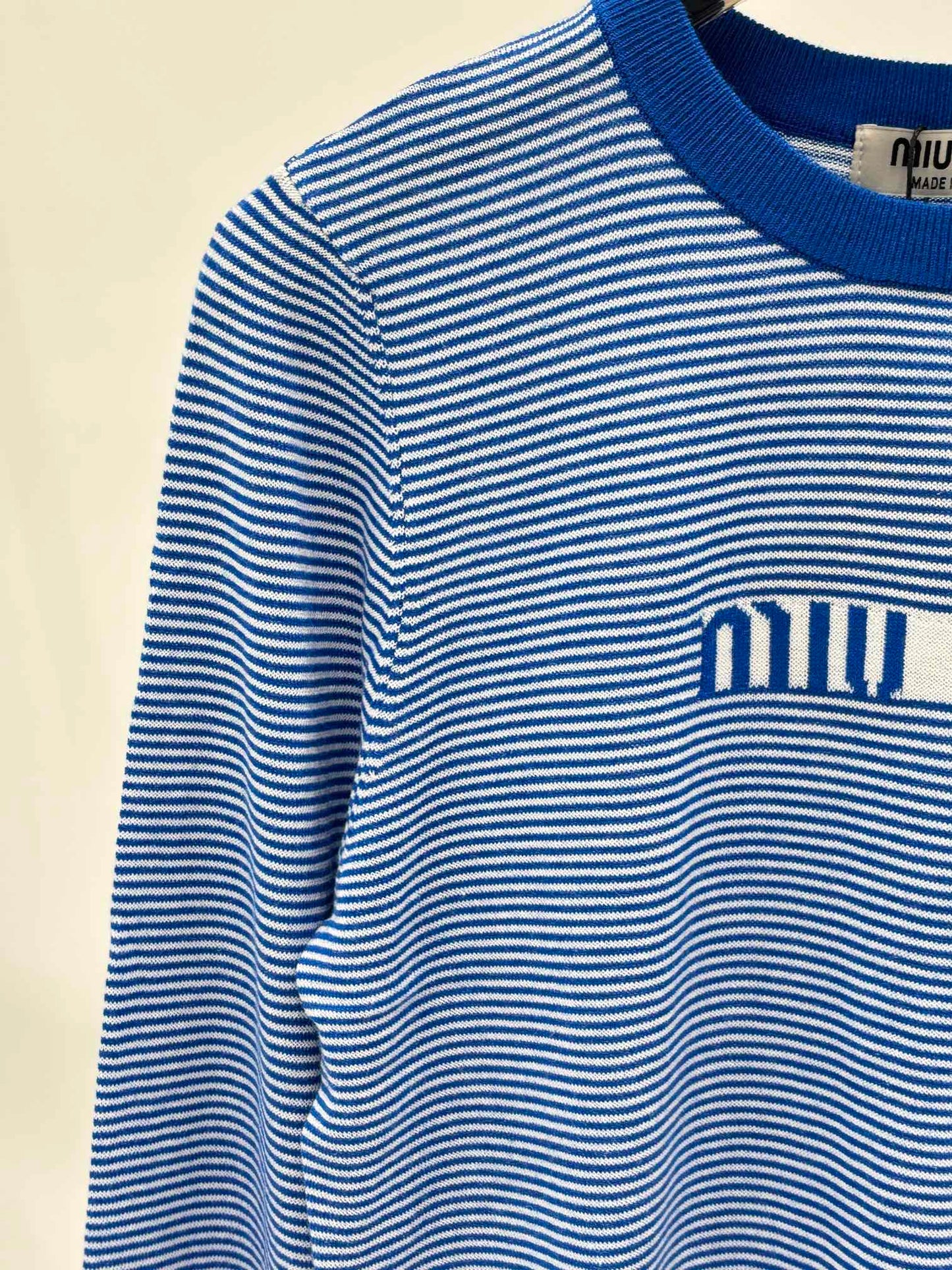 MM new striped color letter pattern knitted long sleeve